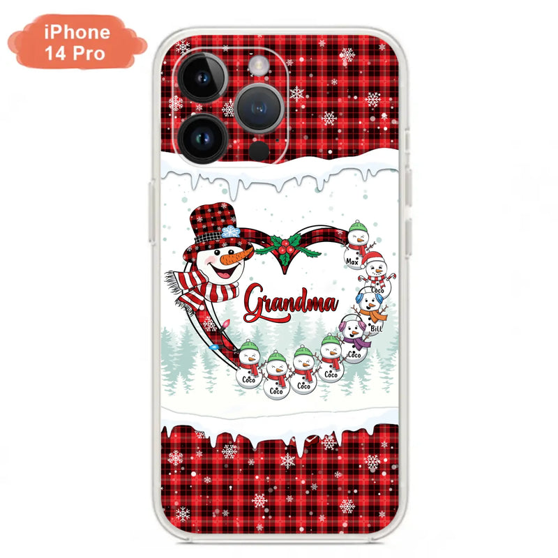 Custom Personalized Christmas Grandma Children Phone Case - Gift For Grandma/ Mom - Upto 8 Kids - Case For iPhone/ Samsung
