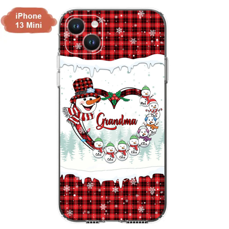 Custom Personalized Christmas Grandma Children Phone Case - Gift For Grandma/ Mom - Upto 8 Kids - Case For iPhone/ Samsung