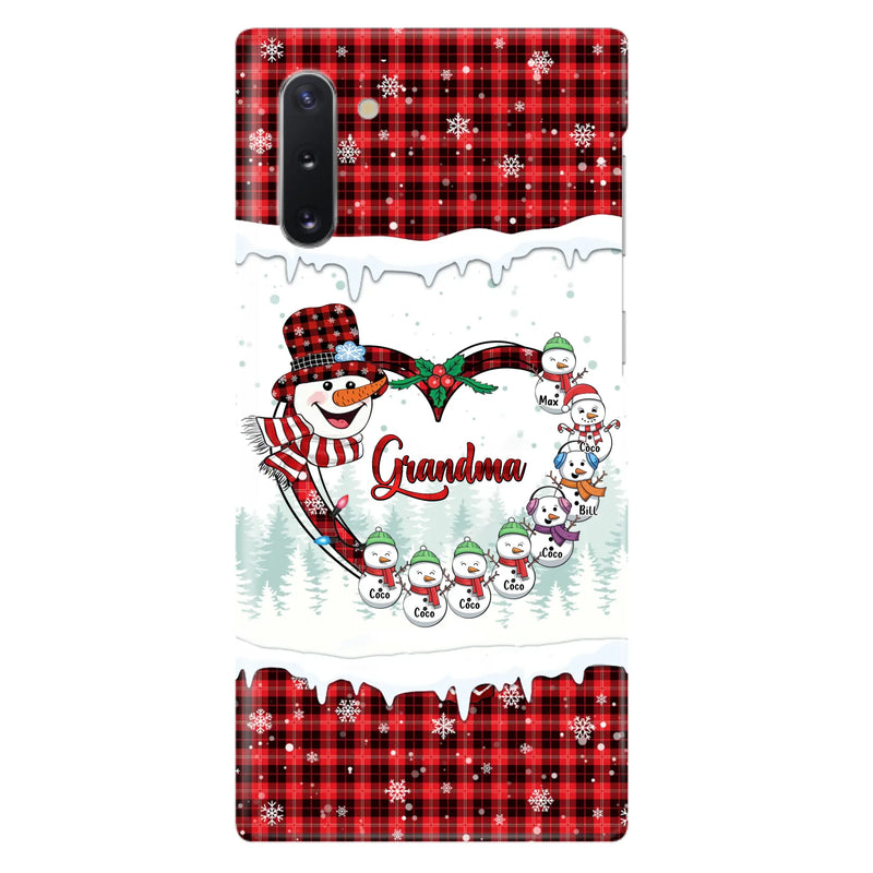 Custom Personalized Christmas Grandma Children Phone Case - Gift For Grandma/ Mom - Upto 8 Kids - Case For iPhone/ Samsung