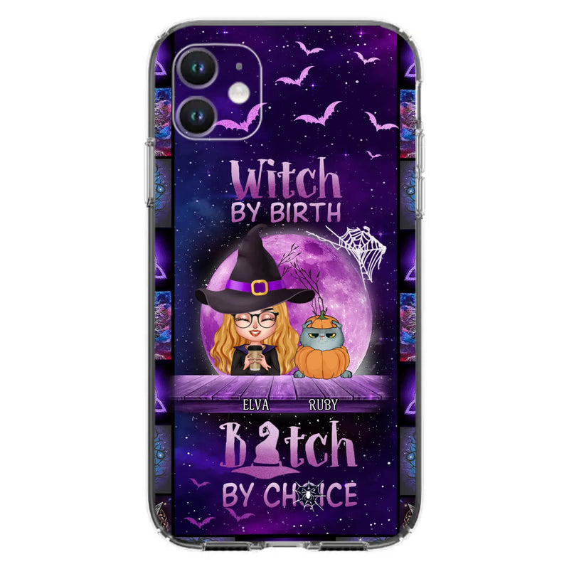 Custom Personalized Witch Phone Case - Gift Idea For Witch/ Dog/ Cat Lover - Upto 5 Pets - Witch By Birth - Case For iPhone/ Samsung