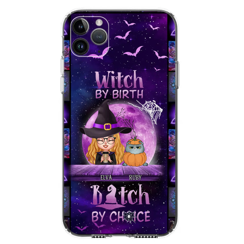 Custom Personalized Witch Phone Case - Gift Idea For Witch/ Dog/ Cat Lover - Upto 5 Pets - Witch By Birth - Case For iPhone/ Samsung