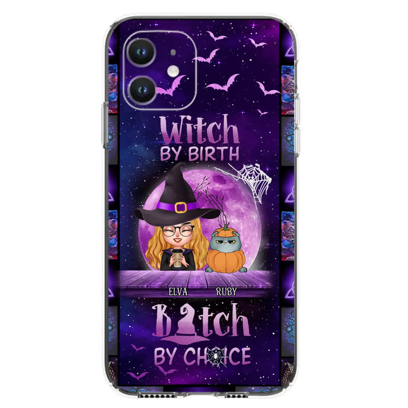 Custom Personalized Witch Phone Case - Gift Idea For Witch/ Dog/ Cat Lover - Upto 5 Pets - Witch By Birth - Case For iPhone/ Samsung