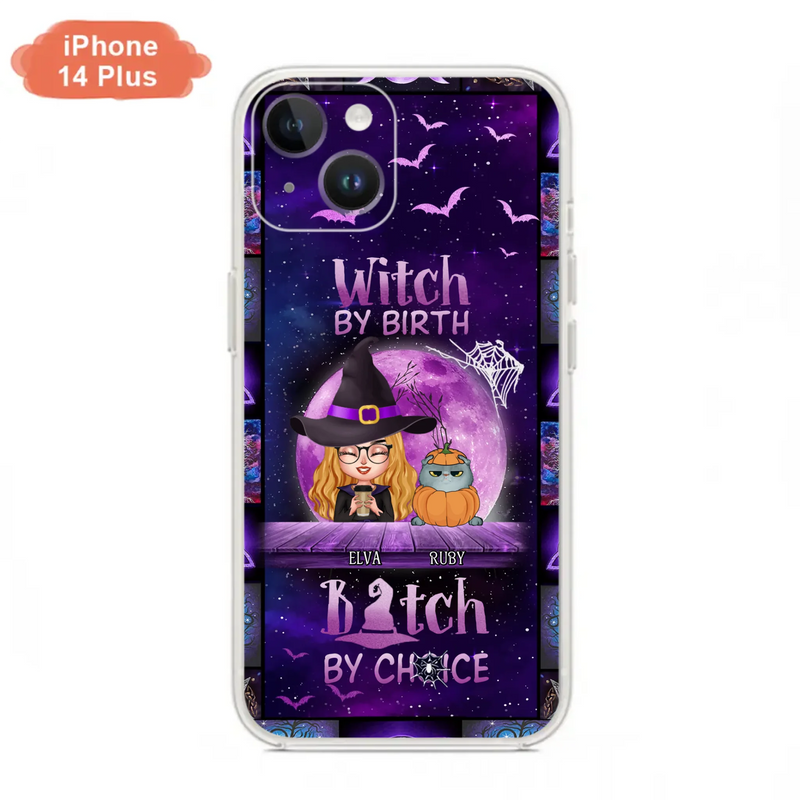 Custom Personalized Witch Phone Case - Gift Idea For Witch/ Dog/ Cat Lover - Upto 5 Pets - Witch By Birth - Case For iPhone/ Samsung