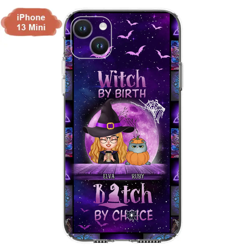 Custom Personalized Witch Phone Case - Gift Idea For Witch/ Dog/ Cat Lover - Upto 5 Pets - Witch By Birth - Case For iPhone/ Samsung