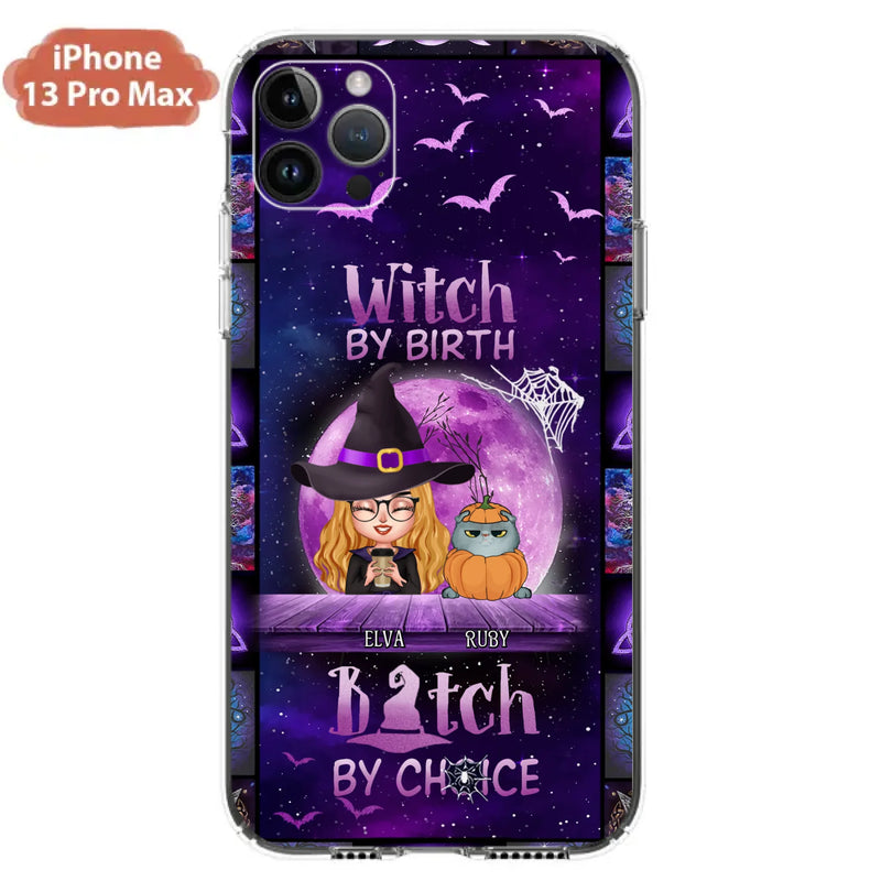 Custom Personalized Witch Phone Case - Gift Idea For Witch/ Dog/ Cat Lover - Upto 5 Pets - Witch By Birth - Case For iPhone/ Samsung