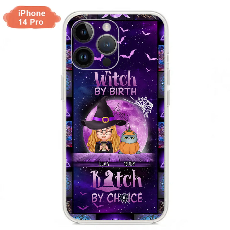 Custom Personalized Witch Phone Case - Gift Idea For Witch/ Dog/ Cat Lover - Upto 5 Pets - Witch By Birth - Case For iPhone/ Samsung
