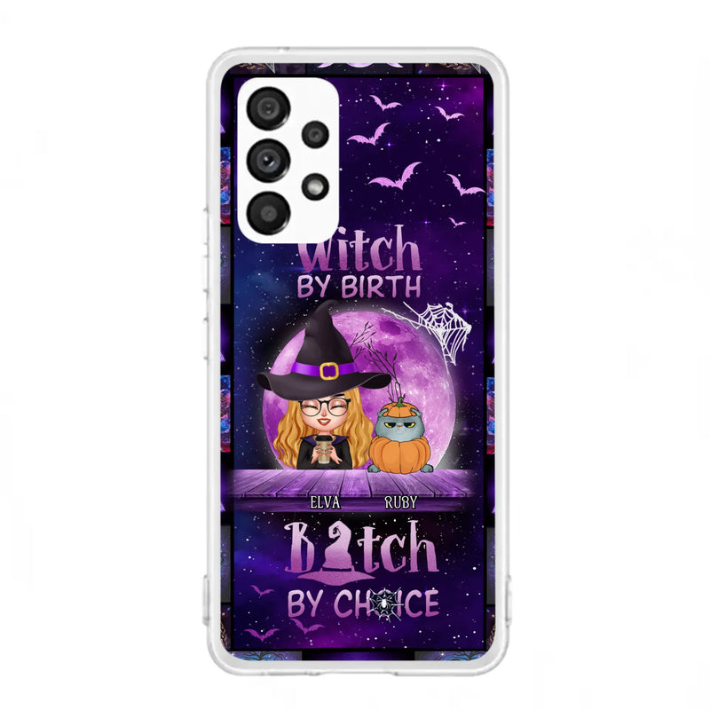 Custom Personalized Witch Phone Case - Gift Idea For Witch/ Dog/ Cat Lover - Upto 5 Pets - Witch By Birth - Case For iPhone/ Samsung