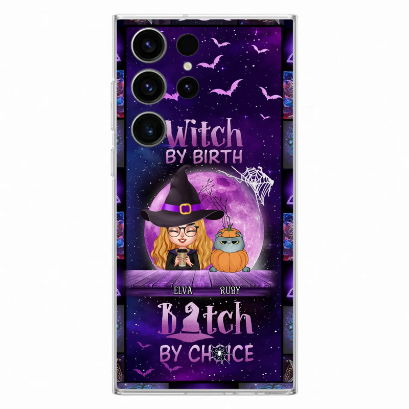 Custom Personalized Witch Phone Case - Gift Idea For Witch/ Dog/ Cat Lover - Upto 5 Pets - Witch By Birth - Case For iPhone/ Samsung