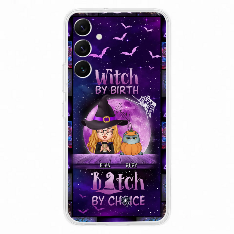 Custom Personalized Witch Phone Case - Gift Idea For Witch/ Dog/ Cat Lover - Upto 5 Pets - Witch By Birth - Case For iPhone/ Samsung
