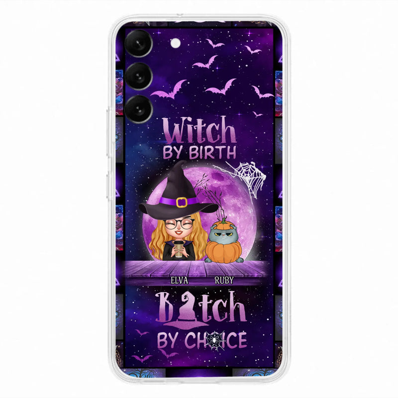 Custom Personalized Witch Phone Case - Gift Idea For Witch/ Dog/ Cat Lover - Upto 5 Pets - Witch By Birth - Case For iPhone/ Samsung