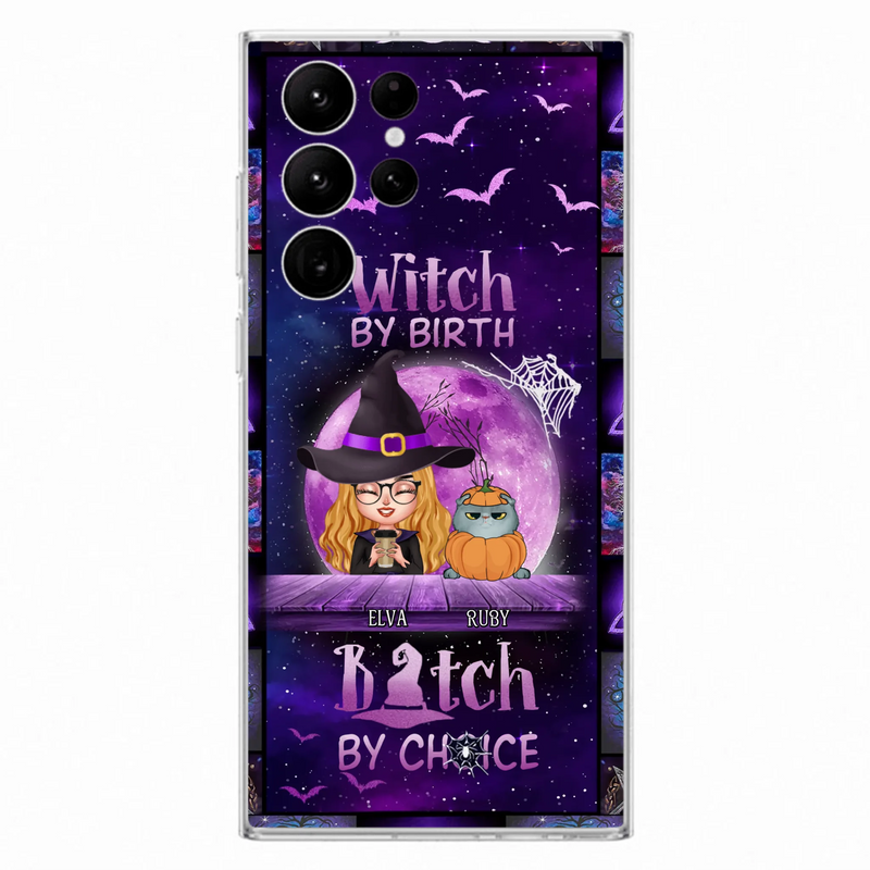 Custom Personalized Witch Phone Case - Gift Idea For Witch/ Dog/ Cat Lover - Upto 5 Pets - Witch By Birth - Case For iPhone/ Samsung