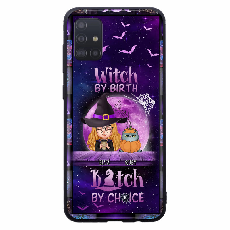 Custom Personalized Witch Phone Case - Gift Idea For Witch/ Dog/ Cat Lover - Upto 5 Pets - Witch By Birth - Case For iPhone/ Samsung