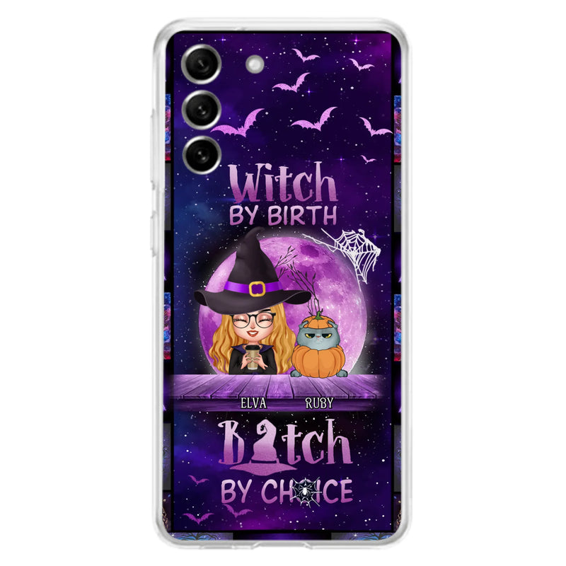 Custom Personalized Witch Phone Case - Gift Idea For Witch/ Dog/ Cat Lover - Upto 5 Pets - Witch By Birth - Case For iPhone/ Samsung
