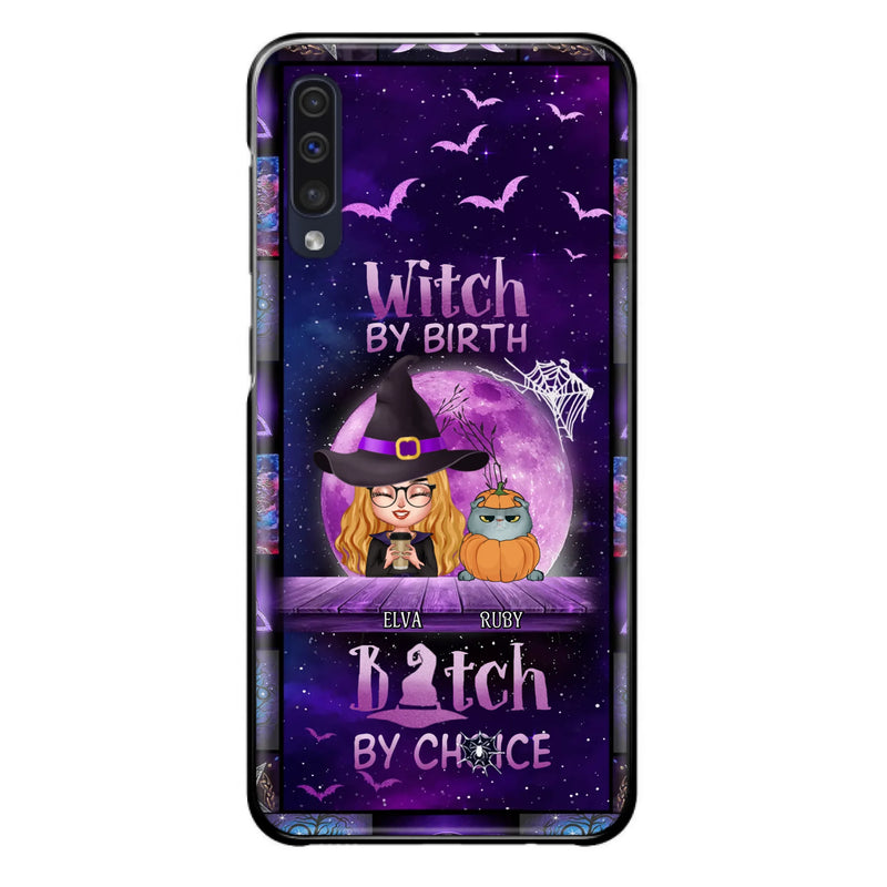 Custom Personalized Witch Phone Case - Gift Idea For Witch/ Dog/ Cat Lover - Upto 5 Pets - Witch By Birth - Case For iPhone/ Samsung
