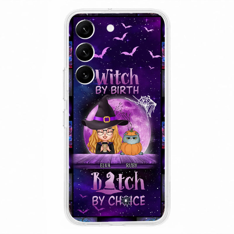 Custom Personalized Witch Phone Case - Gift Idea For Witch/ Dog/ Cat Lover - Upto 5 Pets - Witch By Birth - Case For iPhone/ Samsung