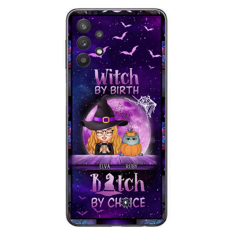 Custom Personalized Witch Phone Case - Gift Idea For Witch/ Dog/ Cat Lover - Upto 5 Pets - Witch By Birth - Case For iPhone/ Samsung