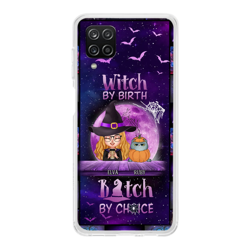 Custom Personalized Witch Phone Case - Gift Idea For Witch/ Dog/ Cat Lover - Upto 5 Pets - Witch By Birth - Case For iPhone/ Samsung