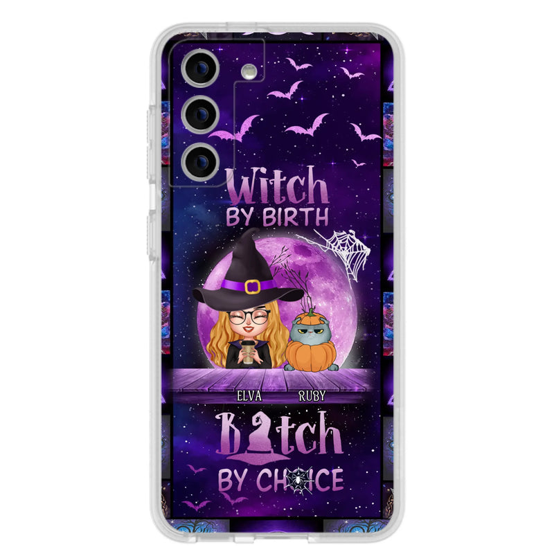 Custom Personalized Witch Phone Case - Gift Idea For Witch/ Dog/ Cat Lover - Upto 5 Pets - Witch By Birth - Case For iPhone/ Samsung