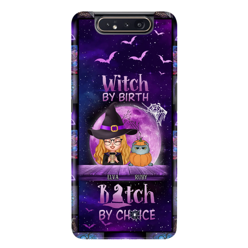 Custom Personalized Witch Phone Case - Gift Idea For Witch/ Dog/ Cat Lover - Upto 5 Pets - Witch By Birth - Case For iPhone/ Samsung