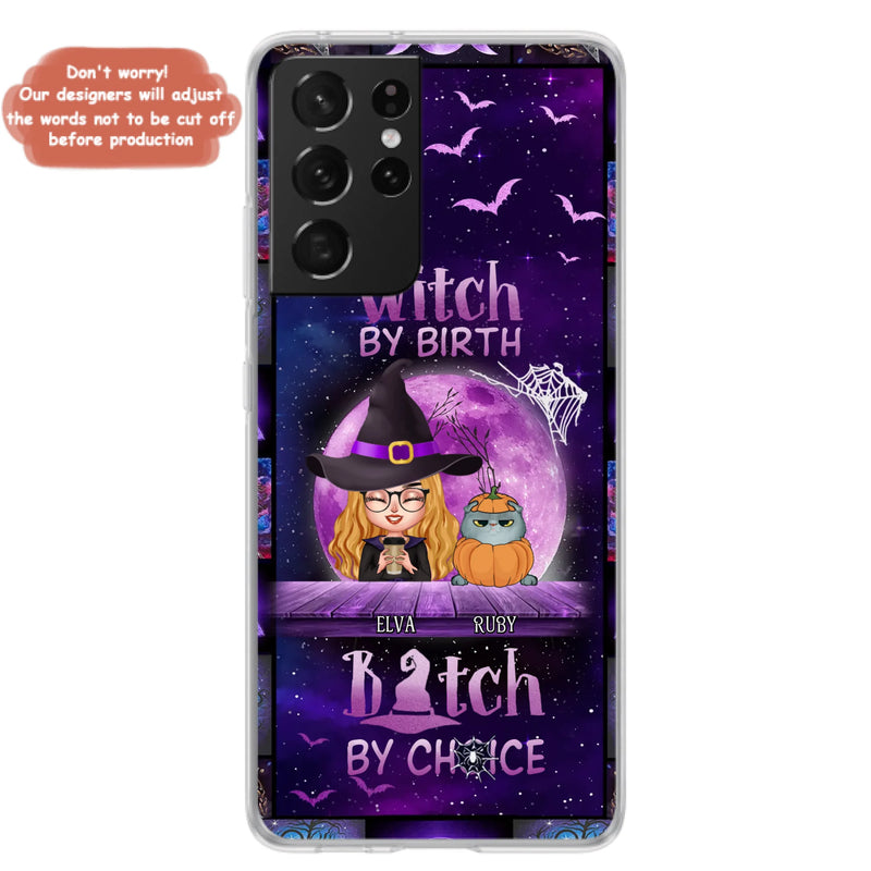 Custom Personalized Witch Phone Case - Gift Idea For Witch/ Dog/ Cat Lover - Upto 5 Pets - Witch By Birth - Case For iPhone/ Samsung
