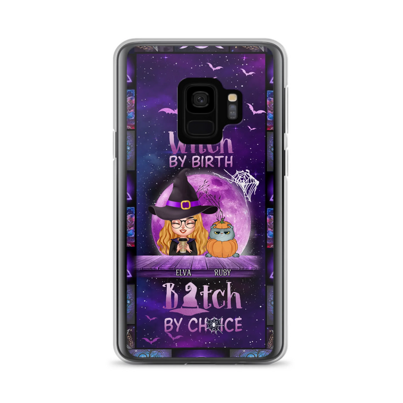Custom Personalized Witch Phone Case - Gift Idea For Witch/ Dog/ Cat Lover - Upto 5 Pets - Witch By Birth - Case For iPhone/ Samsung