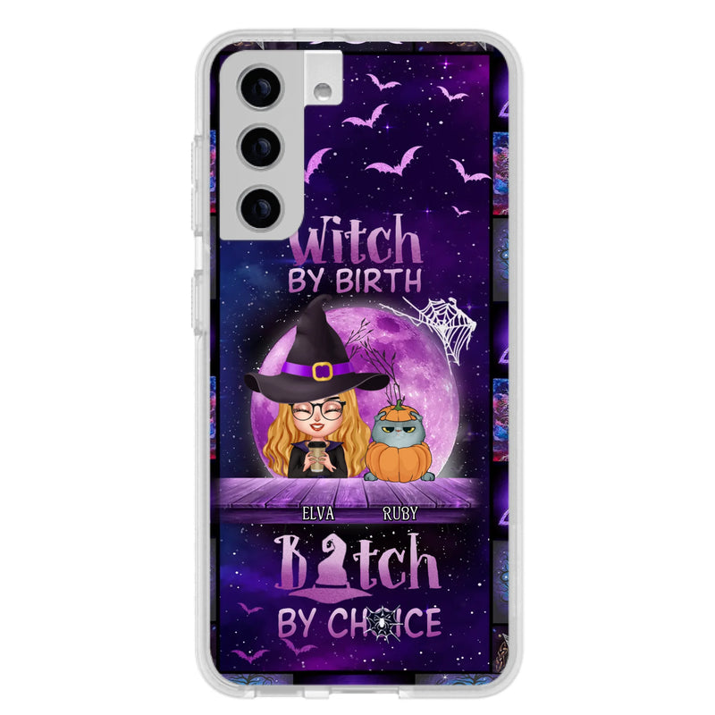 Custom Personalized Witch Phone Case - Gift Idea For Witch/ Dog/ Cat Lover - Upto 5 Pets - Witch By Birth - Case For iPhone/ Samsung