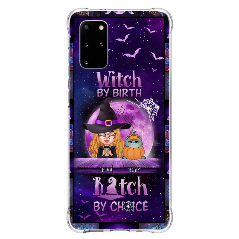 Custom Personalized Witch Phone Case - Gift Idea For Witch/ Dog/ Cat Lover - Upto 5 Pets - Witch By Birth - Case For iPhone/ Samsung