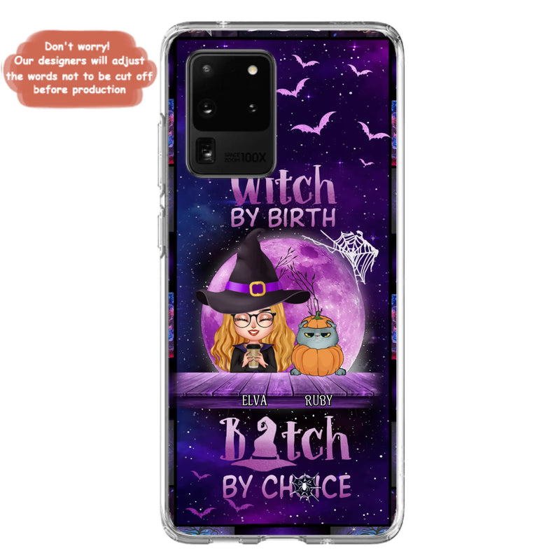 Custom Personalized Witch Phone Case - Gift Idea For Witch/ Dog/ Cat Lover - Upto 5 Pets - Witch By Birth - Case For iPhone/ Samsung