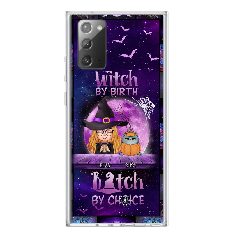 Custom Personalized Witch Phone Case - Gift Idea For Witch/ Dog/ Cat Lover - Upto 5 Pets - Witch By Birth - Case For iPhone/ Samsung