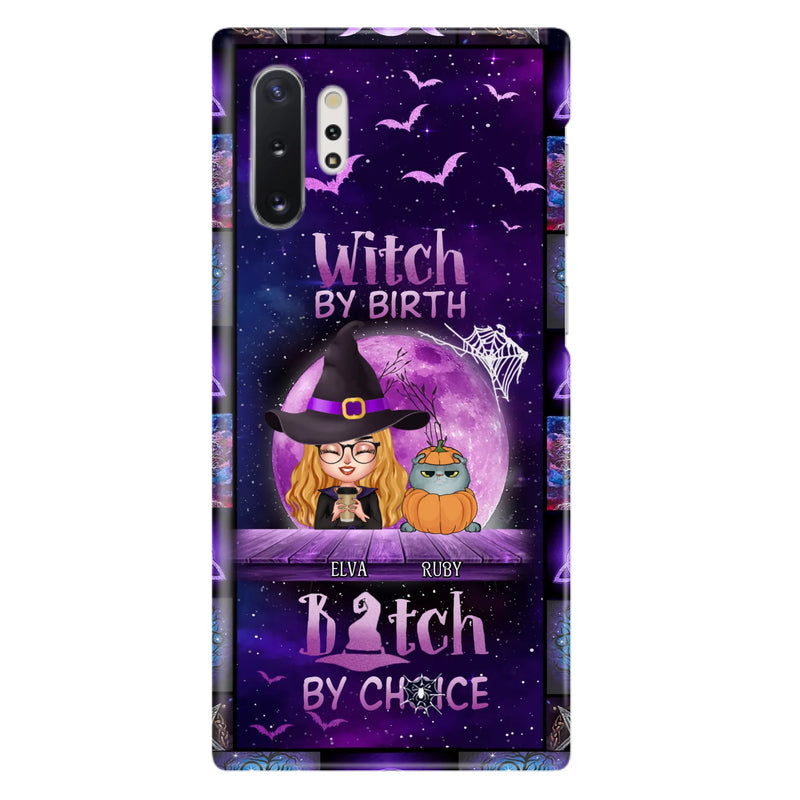 Custom Personalized Witch Phone Case - Gift Idea For Witch/ Dog/ Cat Lover - Upto 5 Pets - Witch By Birth - Case For iPhone/ Samsung