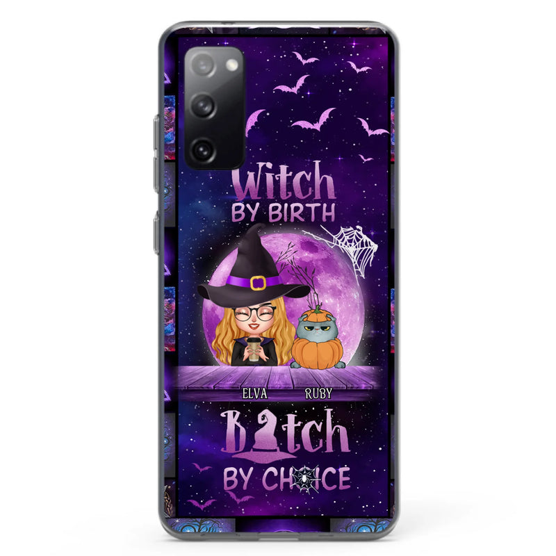 Custom Personalized Witch Phone Case - Gift Idea For Witch/ Dog/ Cat Lover - Upto 5 Pets - Witch By Birth - Case For iPhone/ Samsung