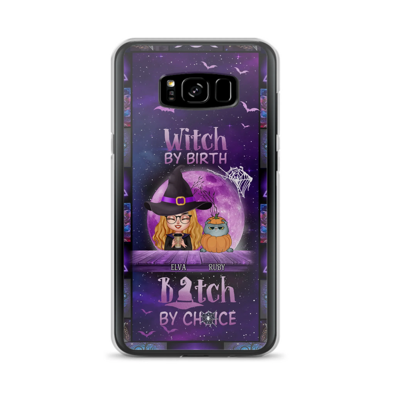 Custom Personalized Witch Phone Case - Gift Idea For Witch/ Dog/ Cat Lover - Upto 5 Pets - Witch By Birth - Case For iPhone/ Samsung