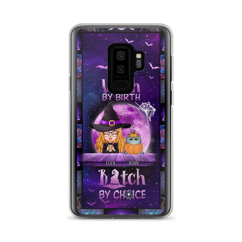 Custom Personalized Witch Phone Case - Gift Idea For Witch/ Dog/ Cat Lover - Upto 5 Pets - Witch By Birth - Case For iPhone/ Samsung