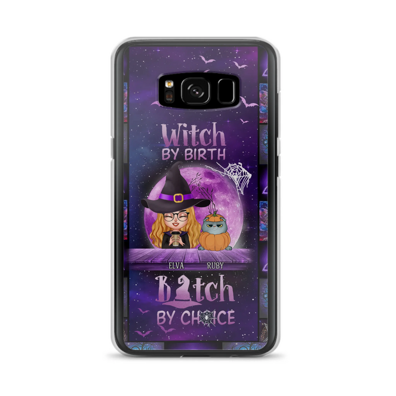 Custom Personalized Witch Phone Case - Gift Idea For Witch/ Dog/ Cat Lover - Upto 5 Pets - Witch By Birth - Case For iPhone/ Samsung