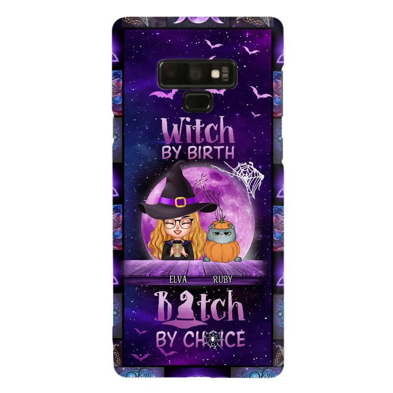 Custom Personalized Witch Phone Case - Gift Idea For Witch/ Dog/ Cat Lover - Upto 5 Pets - Witch By Birth - Case For iPhone/ Samsung