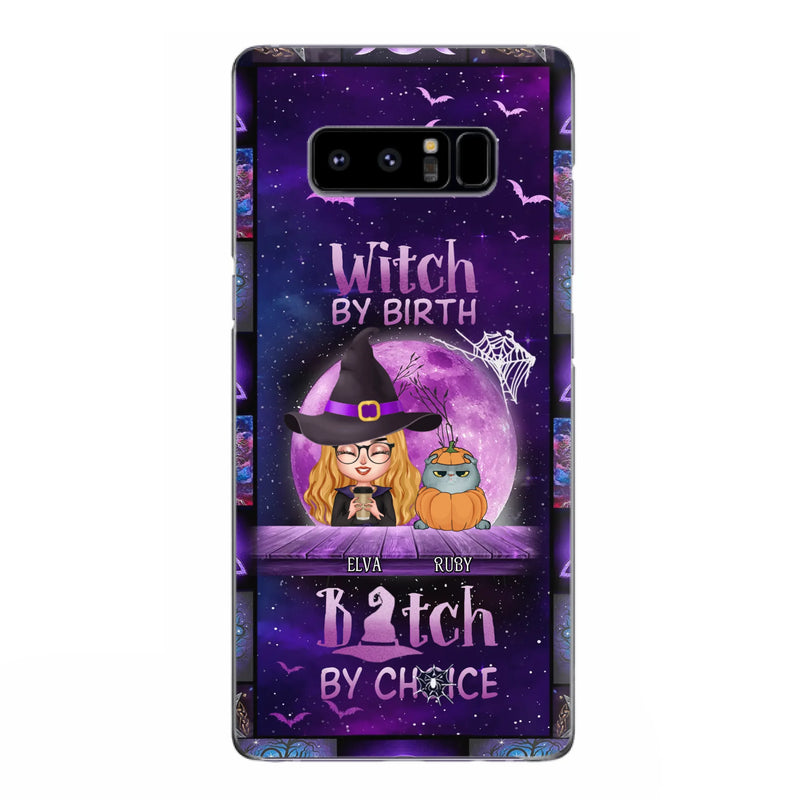 Custom Personalized Witch Phone Case - Gift Idea For Witch/ Dog/ Cat Lover - Upto 5 Pets - Witch By Birth - Case For iPhone/ Samsung