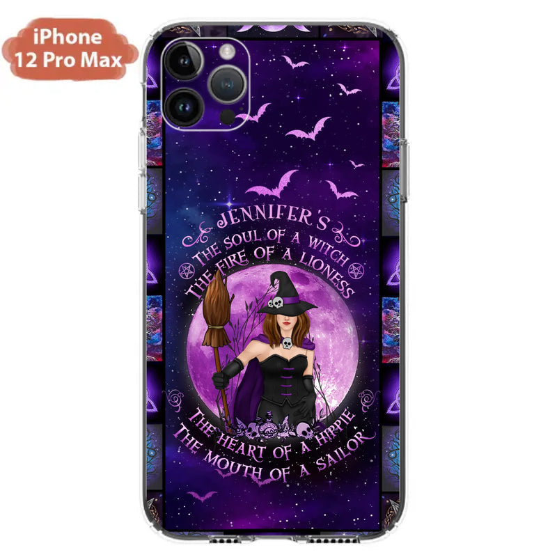 Custom Personalized Witch Purple Phone Case - Halloween Gift Idea - The Soul Of A Witch The Fire Of A Lioness - Case for iPhone/ Samsung