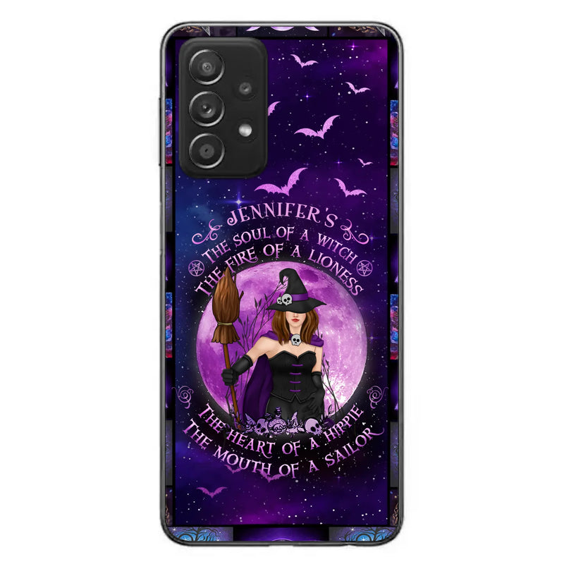 Custom Personalized Witch Purple Phone Case - Halloween Gift Idea - The Soul Of A Witch The Fire Of A Lioness - Case for iPhone/ Samsung