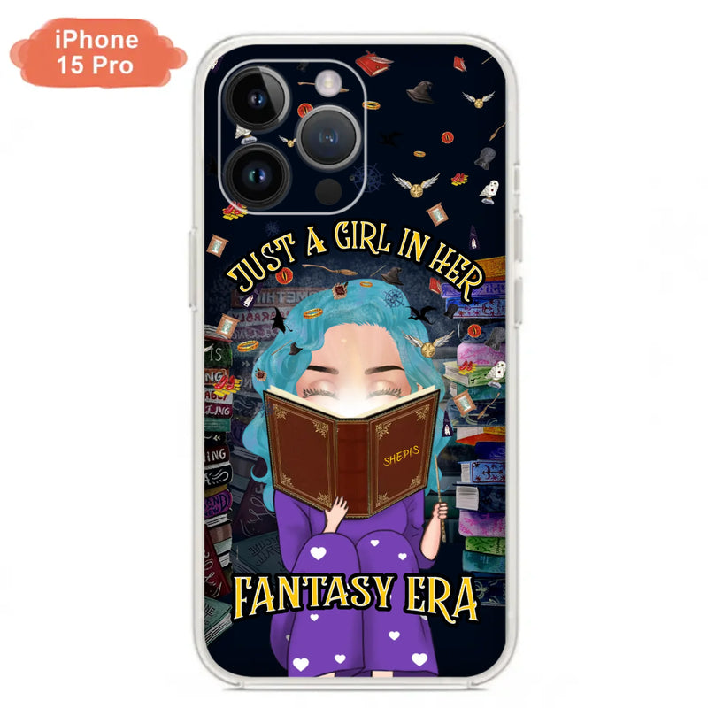 Custom Personalized Reading Book Phone Case - Gift Idea For Book Lovers - Just A Girl In Her Fantasy Era - Case For iPhone/ Samsung