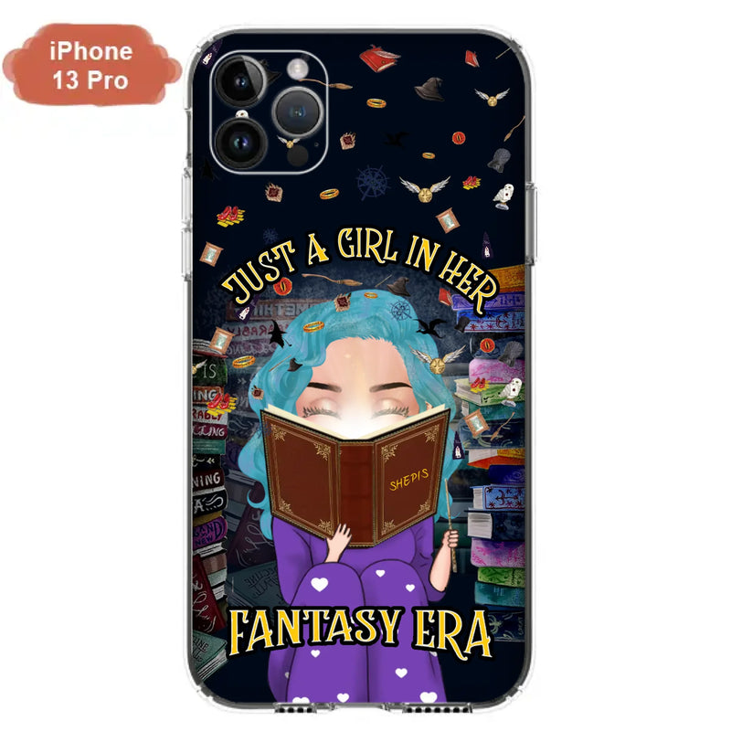 Custom Personalized Reading Book Phone Case - Gift Idea For Book Lovers - Just A Girl In Her Fantasy Era - Case For iPhone/ Samsung
