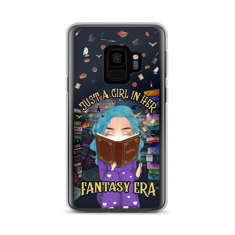 Custom Personalized Reading Book Phone Case - Gift Idea For Book Lovers - Just A Girl In Her Fantasy Era - Case For iPhone/ Samsung