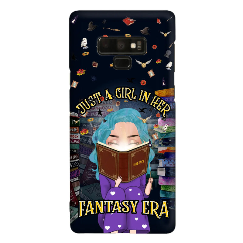 Custom Personalized Reading Book Phone Case - Gift Idea For Book Lovers - Just A Girl In Her Fantasy Era - Case For iPhone/ Samsung