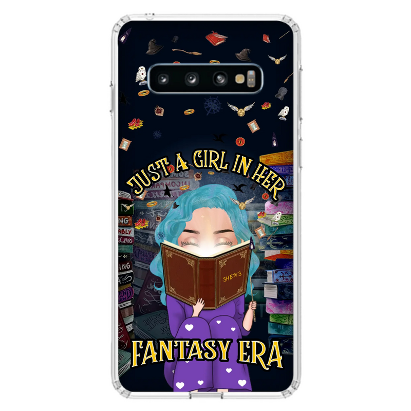 Custom Personalized Reading Book Phone Case - Gift Idea For Book Lovers - Just A Girl In Her Fantasy Era - Case For iPhone/ Samsung