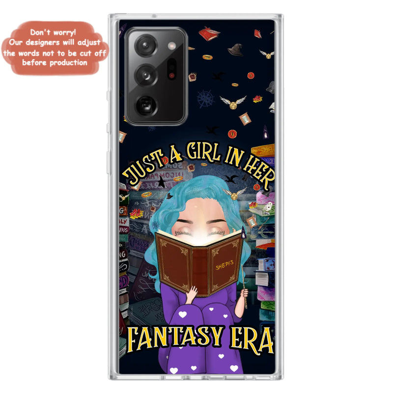 Custom Personalized Reading Book Phone Case - Gift Idea For Book Lovers - Just A Girl In Her Fantasy Era - Case For iPhone/ Samsung