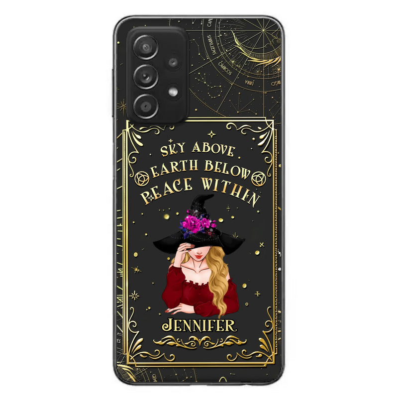 Custom Personalized Witch Tarrot Card Phone Case - Gift Idea For Witch/ Tarrot Lover - Sky Above Earth Below Peace Within - Case For iPhone/ Samsung