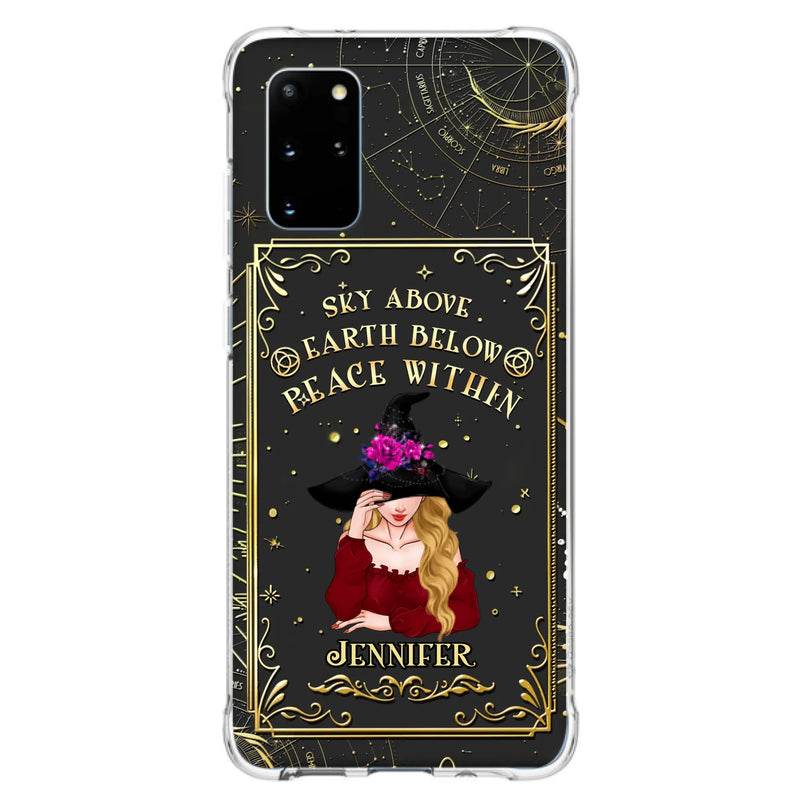 Custom Personalized Witch Tarrot Card Phone Case - Gift Idea For Witch/ Tarrot Lover - Sky Above Earth Below Peace Within - Case For iPhone/ Samsung