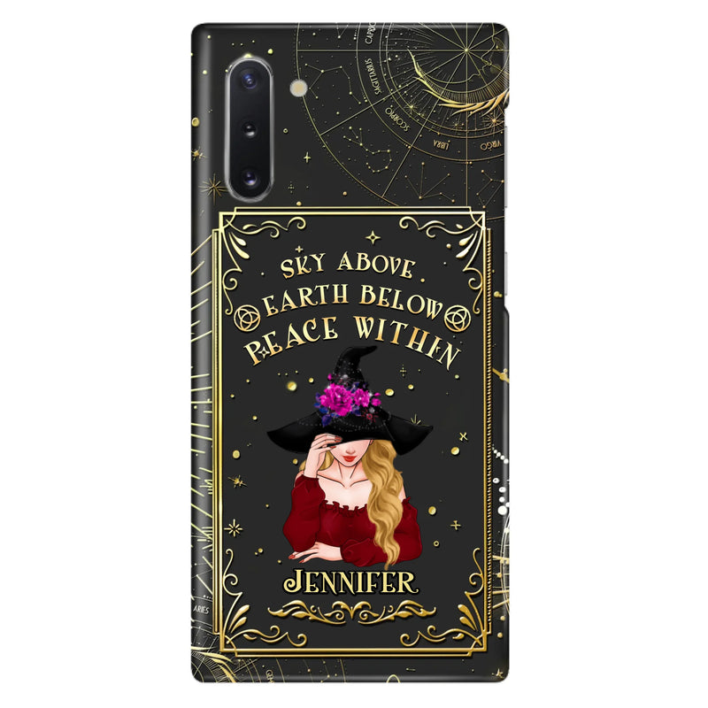 Custom Personalized Witch Tarrot Card Phone Case - Gift Idea For Witch/ Tarrot Lover - Sky Above Earth Below Peace Within - Case For iPhone/ Samsung