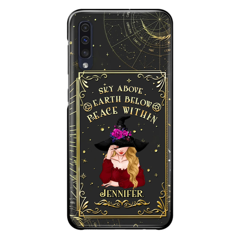 Custom Personalized Witch Tarrot Card Phone Case - Gift Idea For Witch/ Tarrot Lover - Sky Above Earth Below Peace Within - Case For iPhone/ Samsung