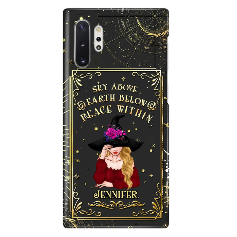 Custom Personalized Witch Tarrot Card Phone Case - Gift Idea For Witch/ Tarrot Lover - Sky Above Earth Below Peace Within - Case For iPhone/ Samsung