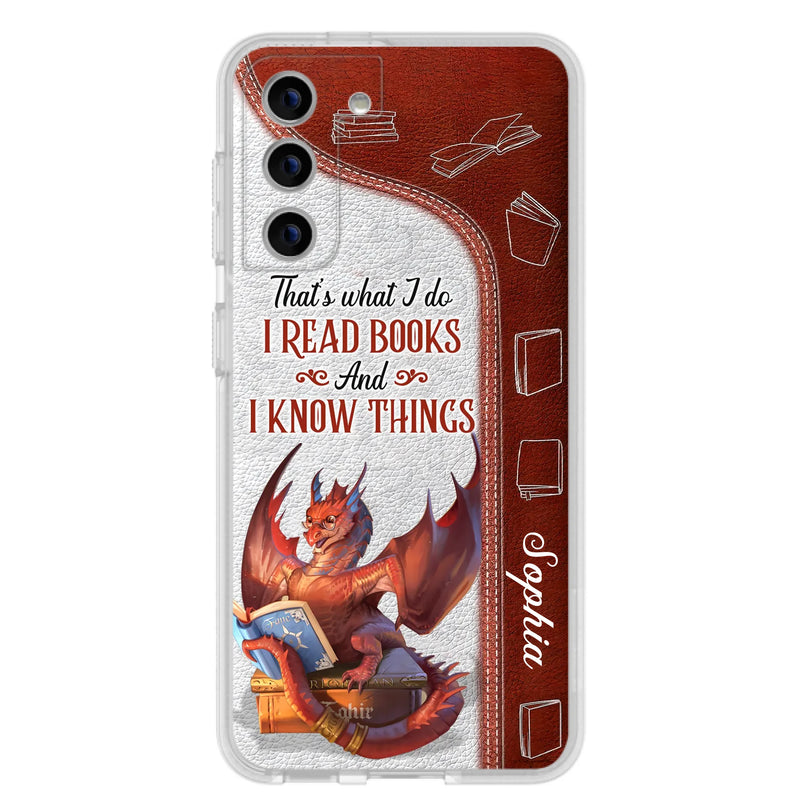 Custom Personalized Red Book Dragon Phone Case - Gift Idea For Book Lovers - That's What I Do I Read Books And I Know Things - Case For iPhone/ Samsung